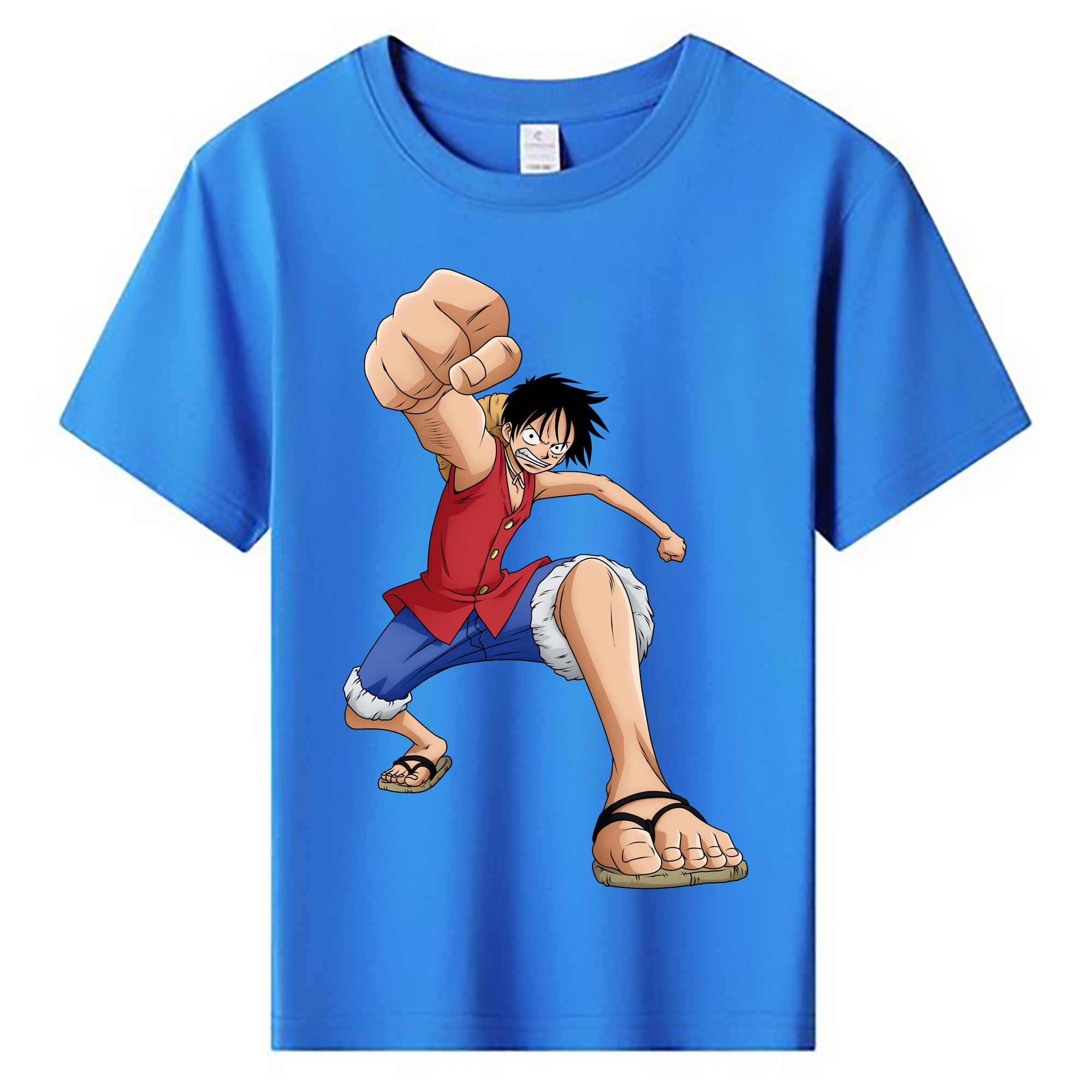 ワンピース モンキー・D・ルフィ ONE PIECE Monkey D. Luffy 綿100％キッズTシャツ（フロントプリント）